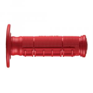 На фото Ручки руля кроссовые Ariete HALF WAFFLE красные, закрытые, 110мм